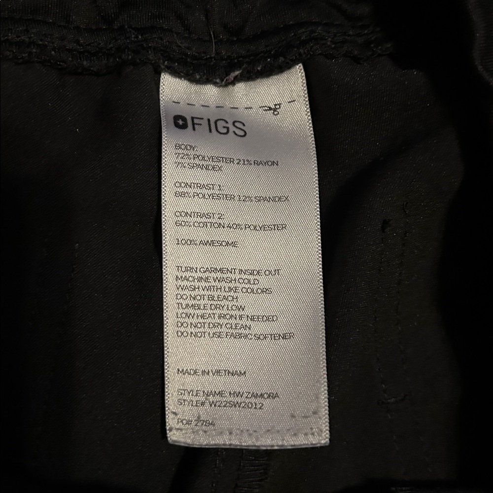 Figs Black Jogger Pants with White Accents - Picture 2 of 5